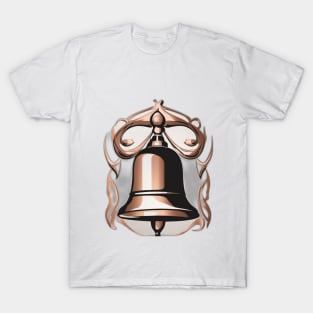 Vintage Copper Bell with Ornate Art Nouveau Design No. 456 T-Shirt
